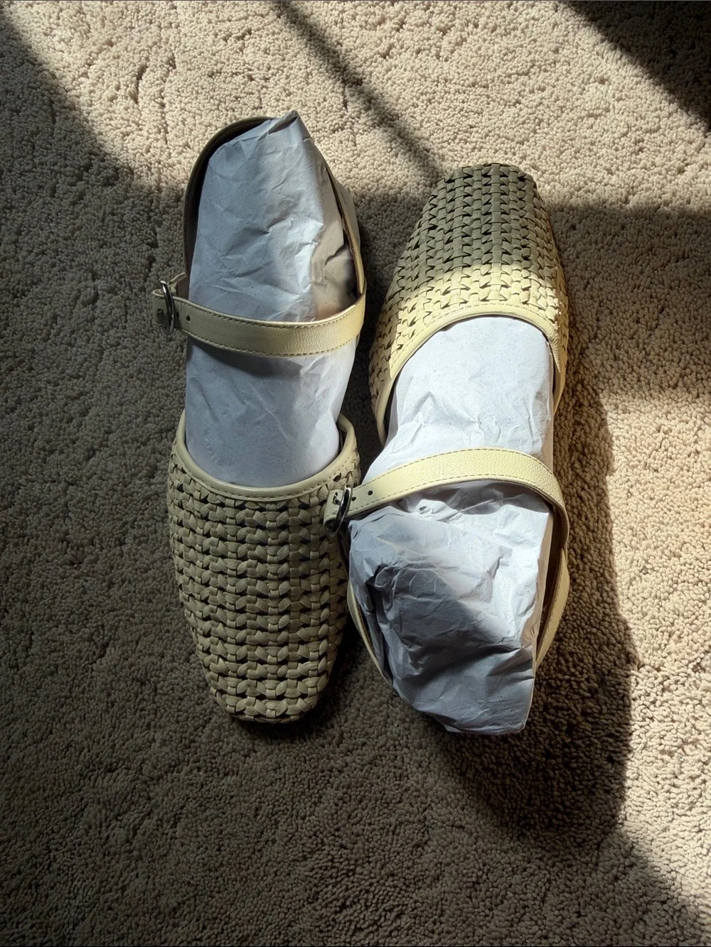 Anthropologie leather woven flats
